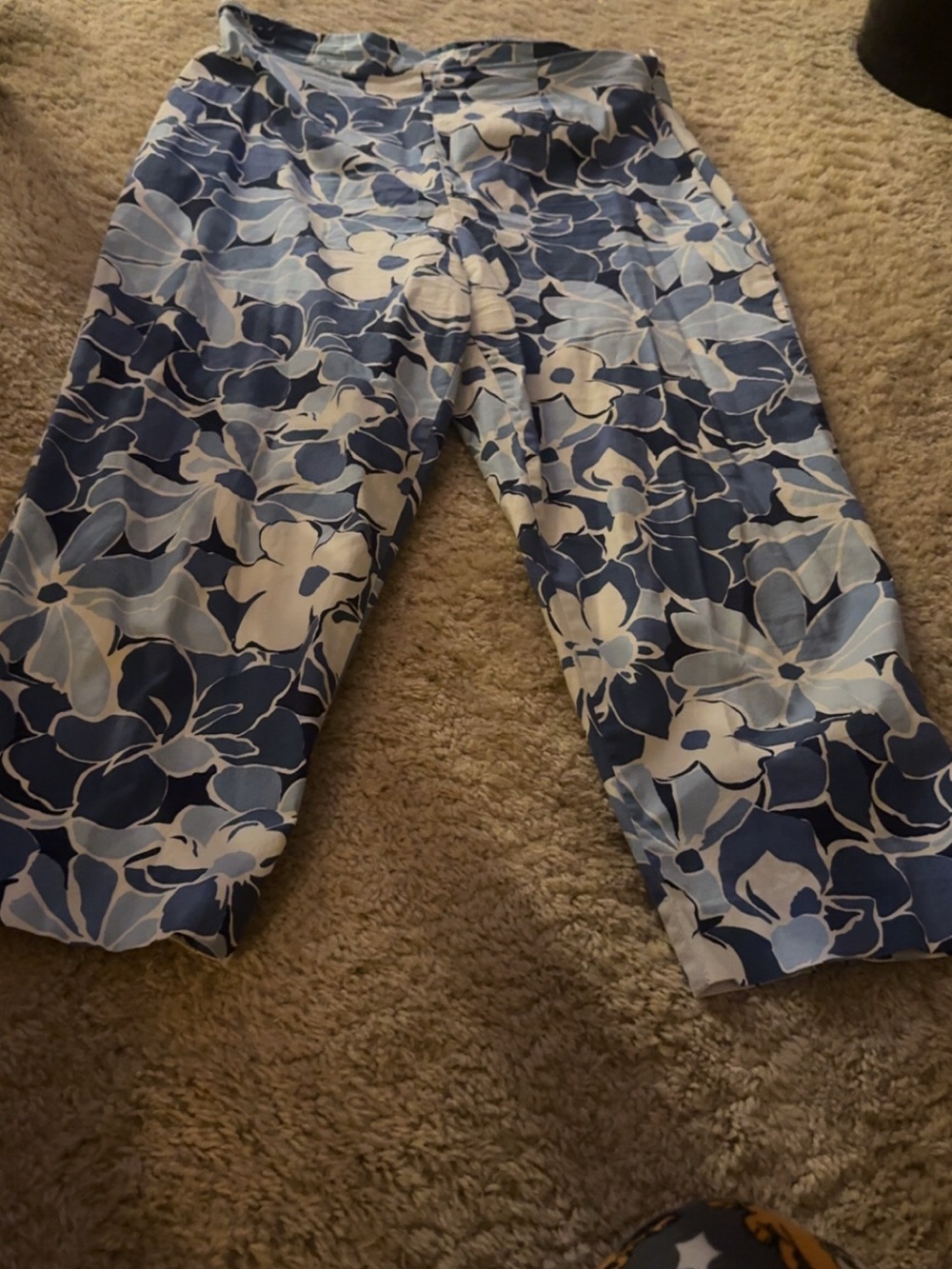 Blue Floral Crop Pants